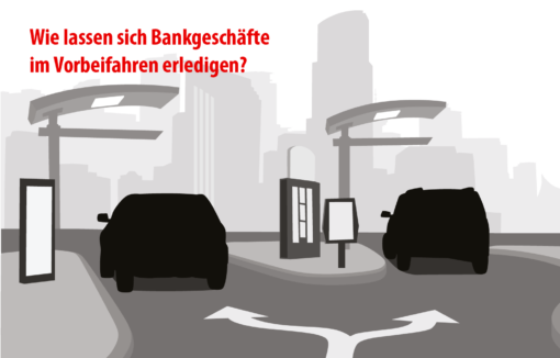 Autos am Drive-In, Autoschalter, Banken