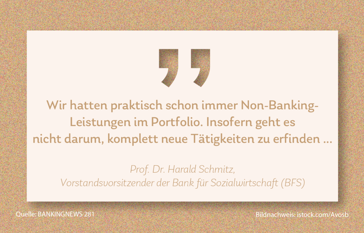Harald Schmitz, Vorstandsvorsitzender der Bank für Sozialwirtschaft hat im BANKINGNEWS-Interview gesagt, dass die Bank schon immer Non Banking angeboten hat