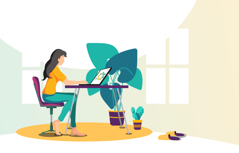 Jemand arbeitet im Homeoffice, Führungskraft muss das Team koordnieren, Führen in der Cloud