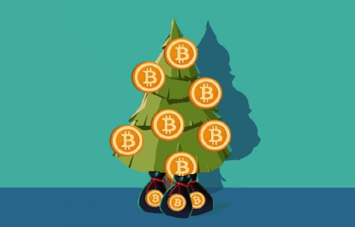 Kryptowährungen, Bitcoin, Tannenbaum mit Bitcoin